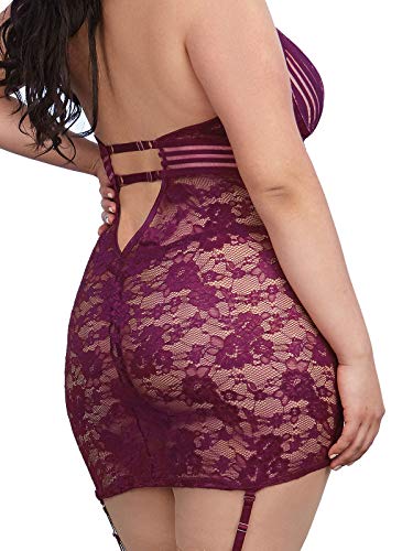 Dreamgirl Women'S Plus Garter Slip, Mulberry, One Size Queen