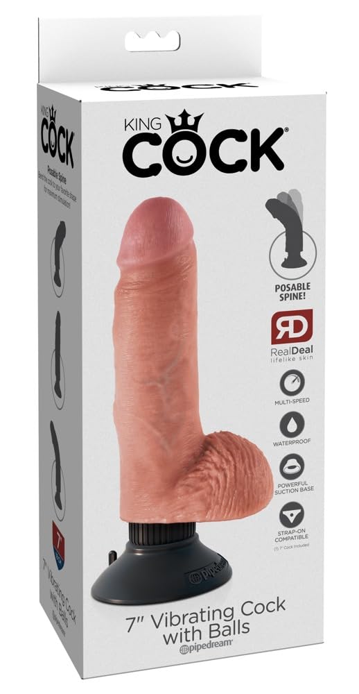 Pipedream Products King Cock 7in Cock with Balls, Flesh, Vibrating
