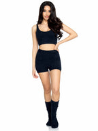 3 Pc Ultra-Soft Cozy Knit Crop - Med/Lge / Black