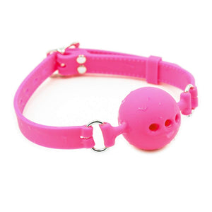 Silicone Breathable Ball Gag - Ball Gag Breathable Silicone Ball with Holes Open Mouth Gag Sex Toy for Adult Bondage Restraints