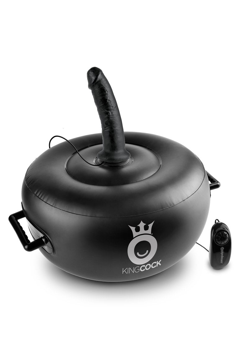 (D) King Cock Deluxe Hot Seat Inflatable Vibrating Black