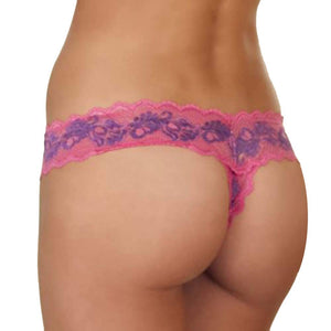 Crotchless Lace V-Thong F Purple S/M