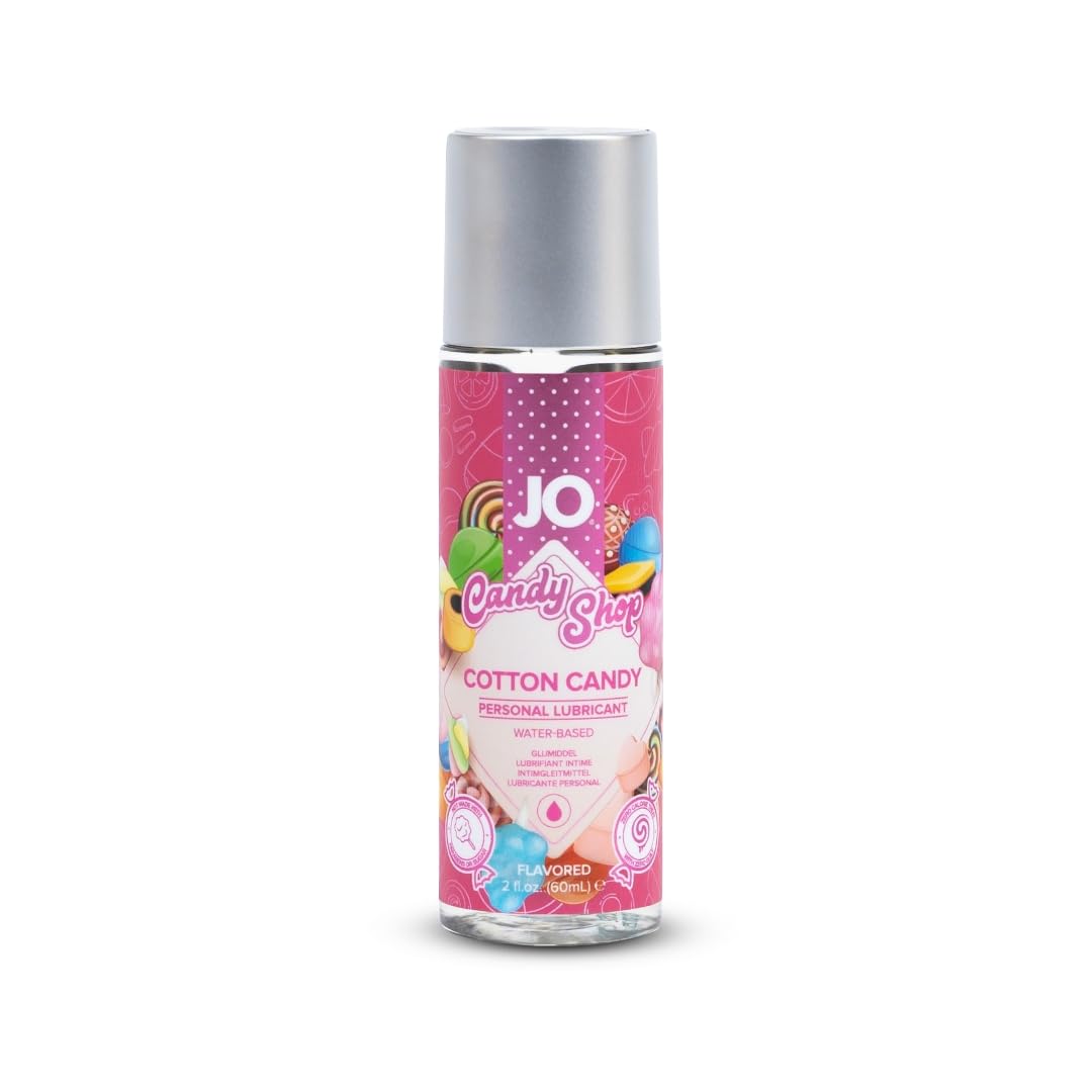 JO H2O Cotton Candy Flavored Lube - Edible Water Based Personal Lubricant for Oral Sex, Safe for Men, Women & Couples - 2 fl oz