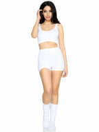 3 Pc Ultra-Soft Cozy Knit Cropped Tank, Boyshort, And Matching Knee Socks.