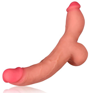 Silicone Double Sided Dildo Strapless Strap-On Dildo with Vivid Glans Realistic Double-Ended Dildo Adult Sex Toy for Lesbian Gay