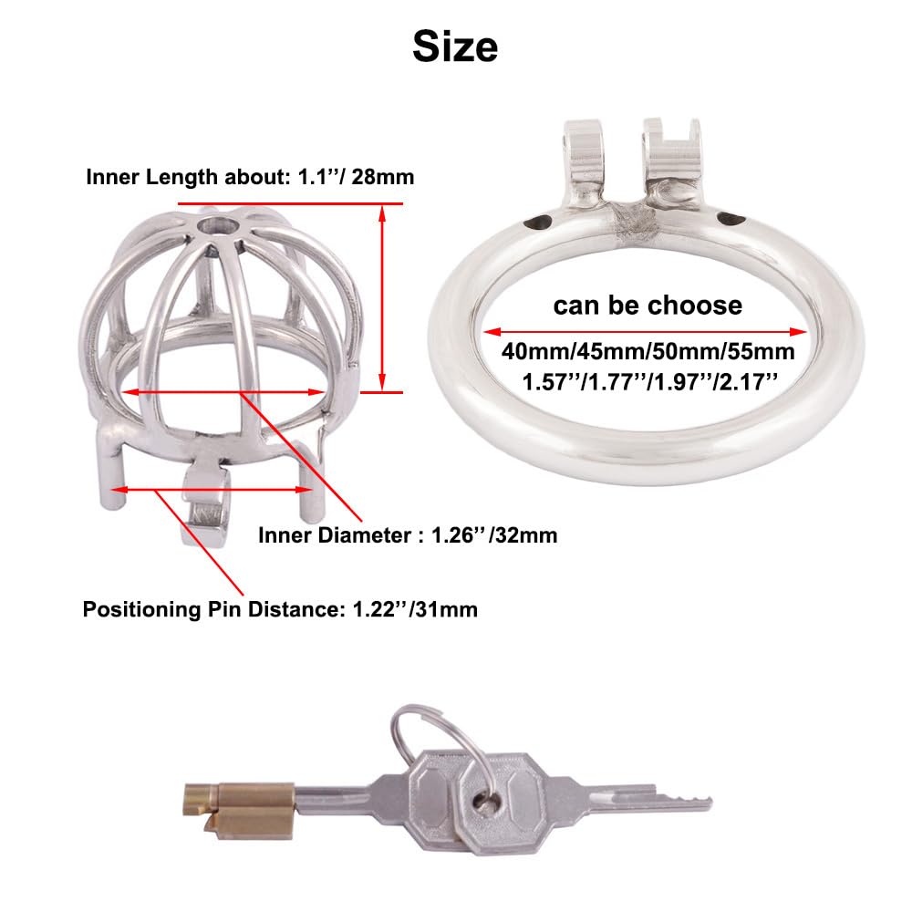 TERNENCE Metal Male Chastity Device Small 304 Steel Stainless Comfortable Cock Cage Adult Game Sex Toy D240 (1.57 inch / 40mm)