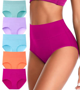 ASIMOON Womens Underwear High Waisted Full Coverage Briefs Panties for Women Plus Size Pack 2XL