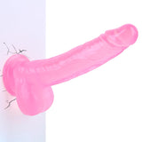 8.2 Inch Realistic G-spot Dildo, Pink Transparent Safety Material, Strap On Compatible Dildos, Lifelike Fake Penis with Strong S