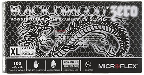Microflex BD1004NPF Examination Gloves Black Dragon Zero PowderFree Nitrile  100 Pack