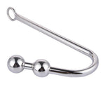 Anal Hook, Stainless Steel Double Balls Rope Hook with Ring, Bondage Fetish Toy for Unisex Adult