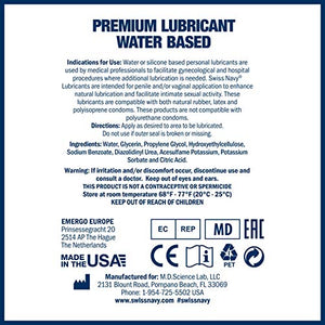 Swiss Navy Premium Water Based Lubricant, 16 Oz, Md Science Lab