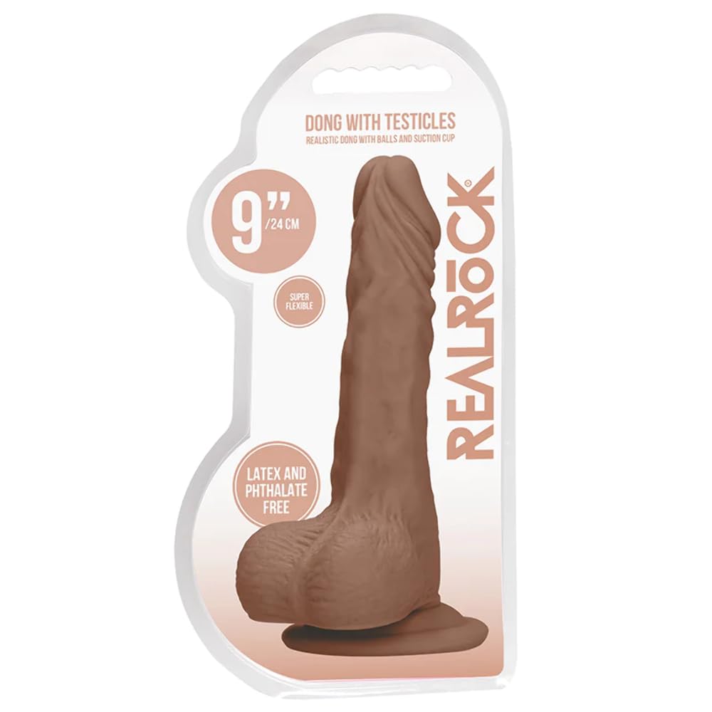 RealRock 9in Dildo W/Balls & Suction Tan REA096TAN