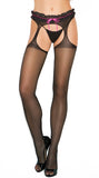 Suspender Panty Hose - One Size - Black