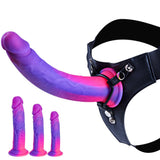 Silicone Realistic Strap on Fantasy Dildo, Wearable Strapon Harness with 3 Pcs Monster Anal Dildo with Suction Cup Lesbian Toy,