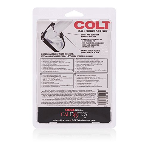 Calexotics Colt Ball Spreader Set     Silicone Male Enhancement Ring With Support Band     Sex Toys For Men     Black