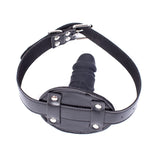 SM Realistic Penis Gag Sex Bondage Mouth Gag with Adjustable Leather Strap for Couple Restraint Set (Length: 10cm, Silver)