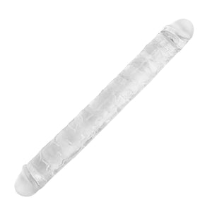 13.4 * 1.5 Inches Double Dildo Crystal Jelly Realistic Anal Long Dildo Penis Soft and Flexible with Veins and Glans Adult Sex To