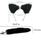 OOIIXX Anal Plug with Sexy Tail for Cosplay, Adult Sex Toys of Stainless Steel Anal Plug (Black Kit, Large)