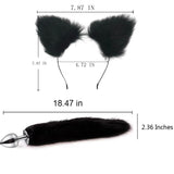 OOIIXX Anal Plug with Sexy Tail for Cosplay, Adult Sex Toys of Stainless Steel Anal Plug (Black Kit, Large)