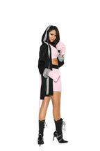 Elegant Moments Em-99070 Prizefighter 4 Pc. Costume Black/Pink / S