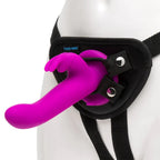 Happy Rabbit Silicone Rechargeable Vibrating Strap On Harness Set - Purple