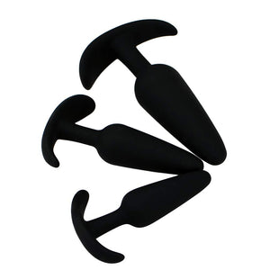 Anal Trainer Anal Plug 3PCS Silicone Adult Sex Toys, Eastern Delights Anal Sex Toys Kit for Beginner Couples, Black