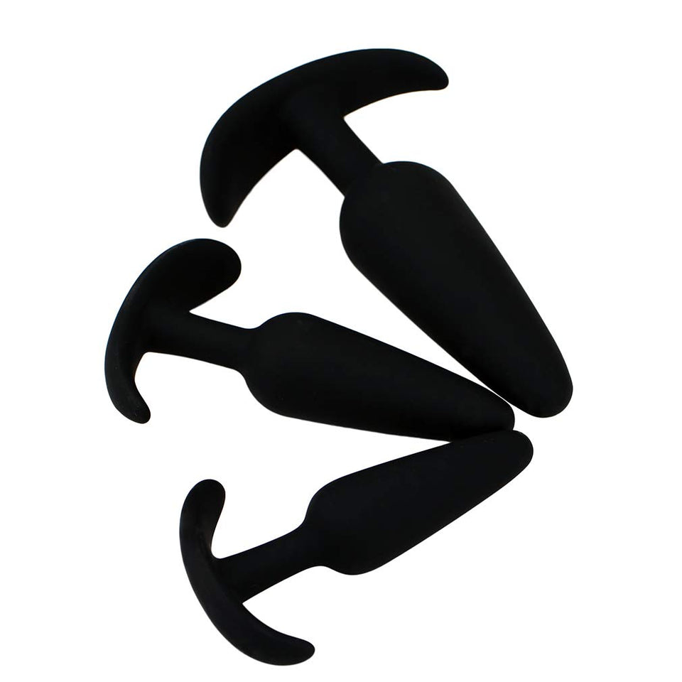 Anal Trainer Anal Plug 3PCS Silicone Adult Sex Toys, Eastern Delights Anal Sex Toys Kit for Beginner Couples, Black