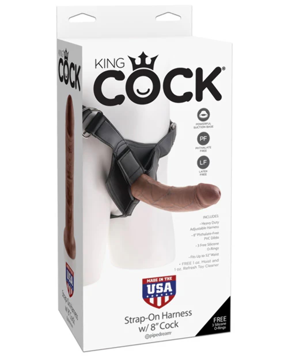 Pipedream King Cock Strap-on Harness with Cock, 8, Brown