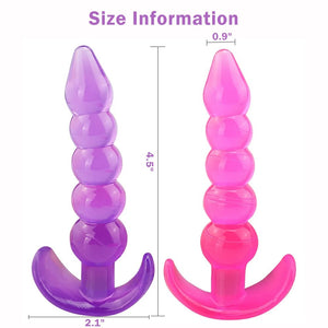 Butt Plugs, 2 Pcs Anal Training Kit Soft Jelly Anal Plug G-spot Prostate Massager Anus Trainer for Adult Masturbation SM Beginne