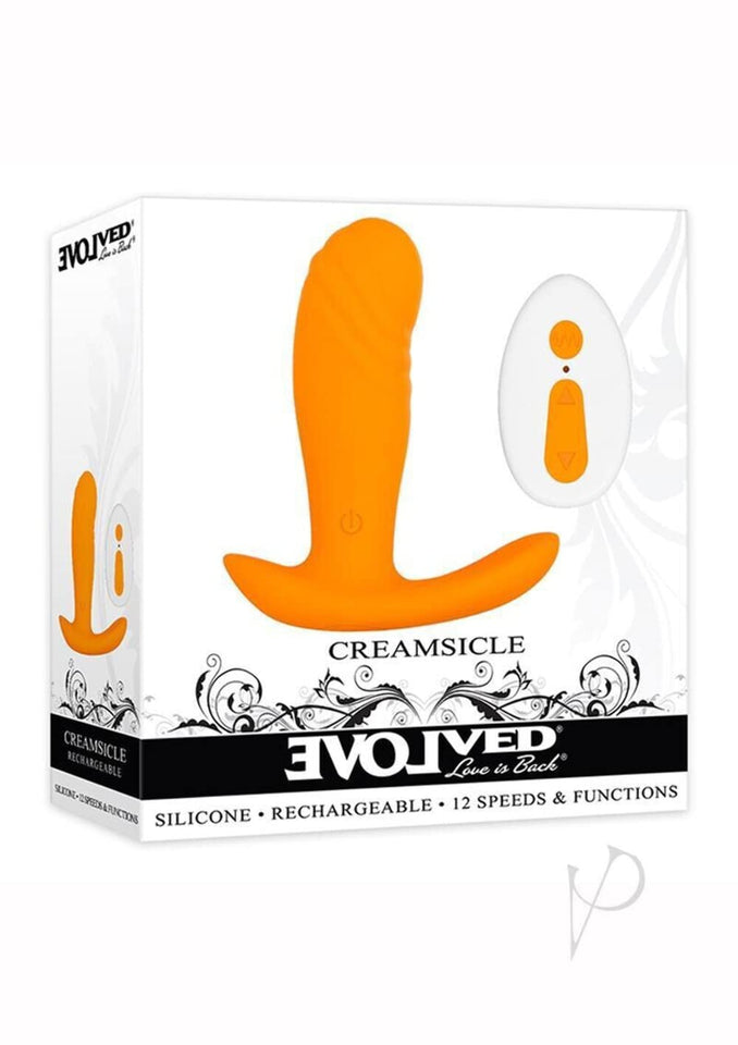 Evolved Love Is Back  Creamsicle  12 Speeds  Functions RemoteControlled Silicone Petite PhallicShaped Shaft  RockerBase D