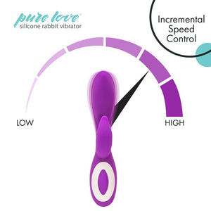 Pure Love G-Spot Silicone Rabbit Vibrator Purple, Rechargeable Clitoris Stimulator, Water-Resistant and Multi Function, Adult Se
