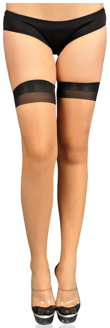 Plus Size Spandex Contrast Color Cuban Heel Backseam Stockings