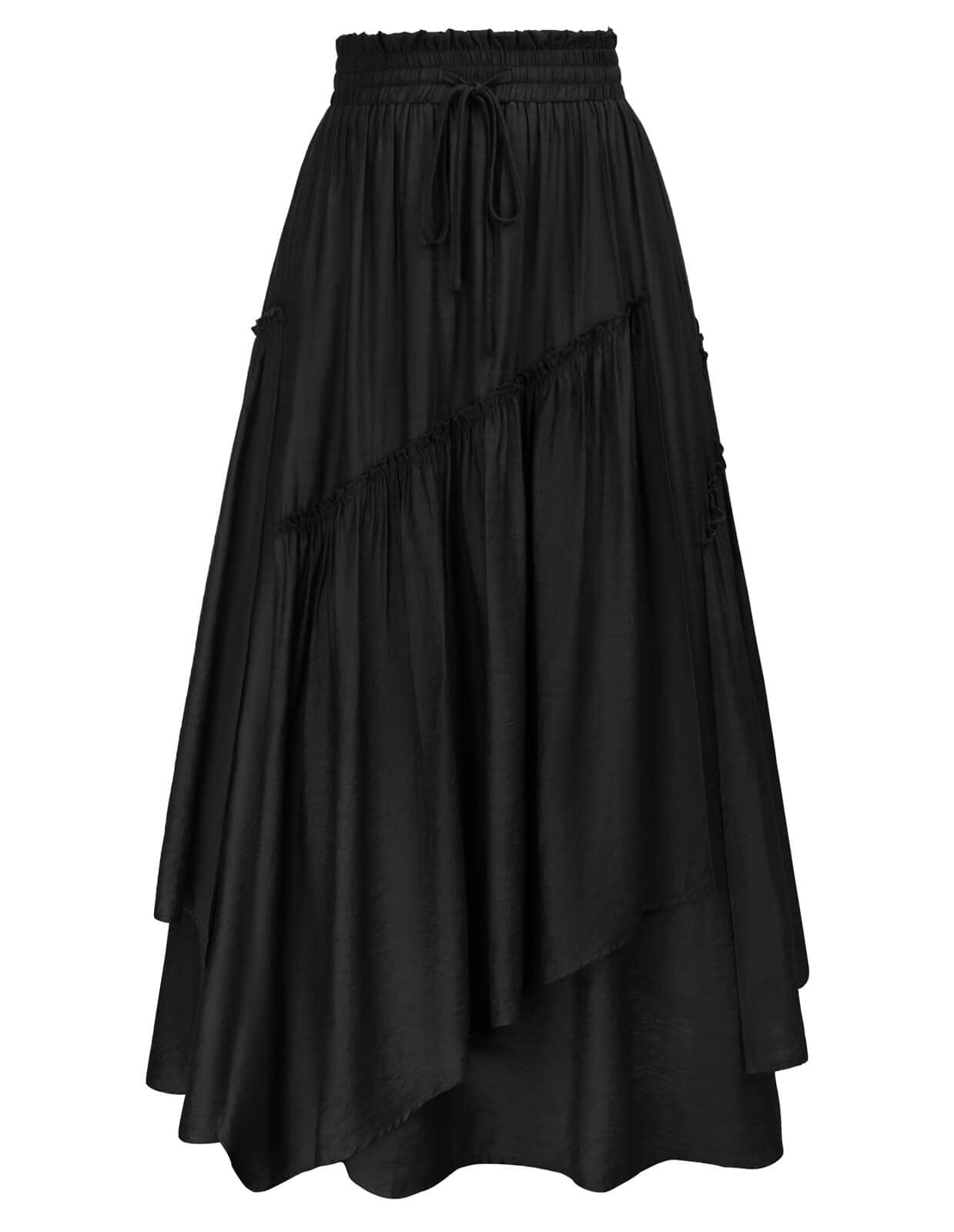 Scarlet Darkness Long Skirts for Women Renaissance Costume Pirate Maxi Skirt Plus Size with Pockets Black XXL