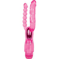 Adam & Eve Dual Pleasure Vibrator, Pink, TPR Jelly Vaginal Vibrator and Anal Beads, Multi Speed Waterproof Double Penetration Vi