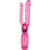 Adam  Eve Dual Pleasure Vibrator  Pink  Tpr Jelly Vaginal Vibrator And Anal Beads  Multispeed Waterproof Double Penetration