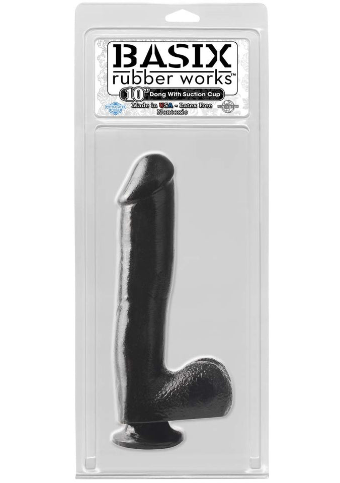 Basix 10-Inch Suction Cup Dong, Black