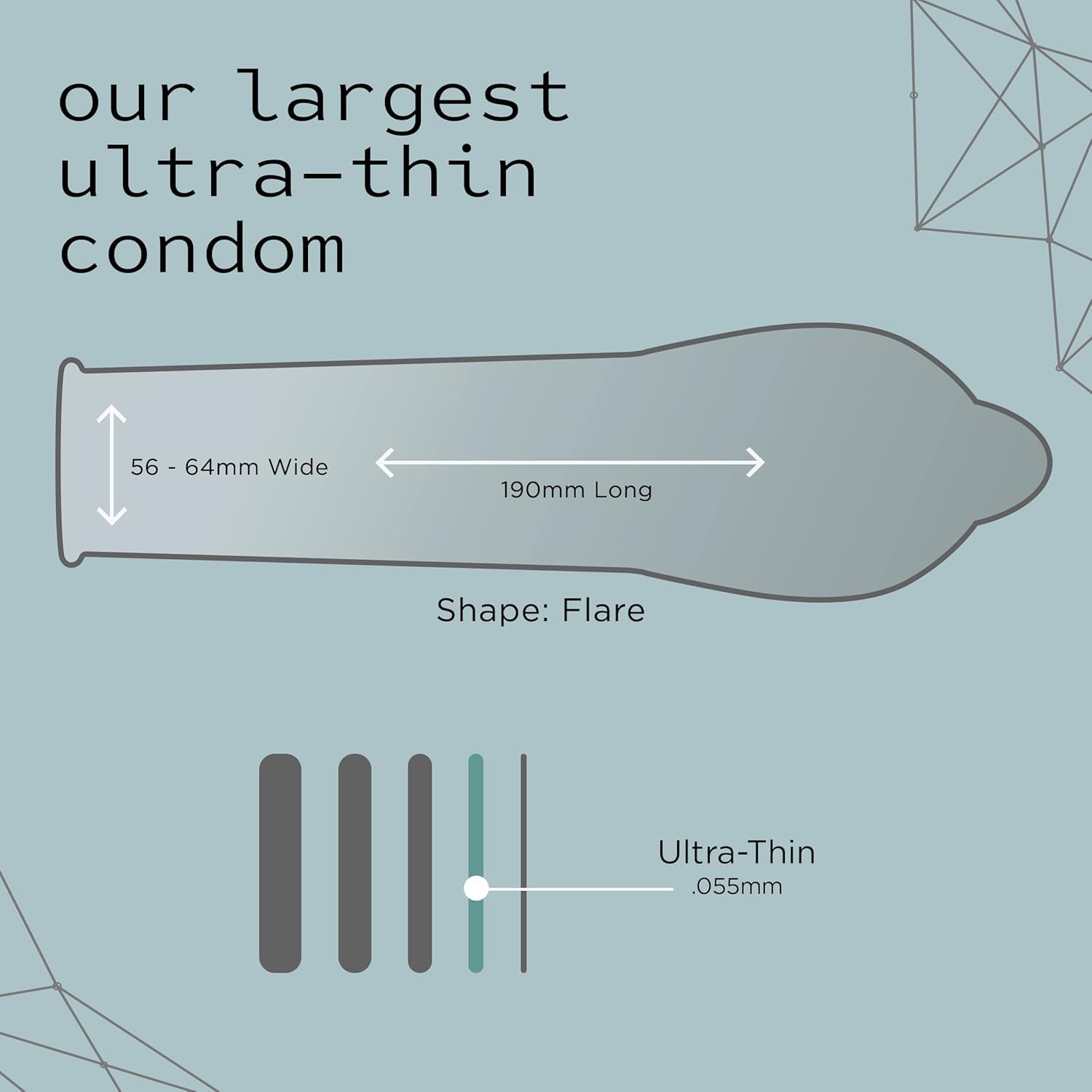 Kimono MicroThin XL, Ultra-Thin Lubricated Condoms, Natural Latex, Vegan-Friendly, No Latex Odor, Extra Thin, Widest-Base - Enha
