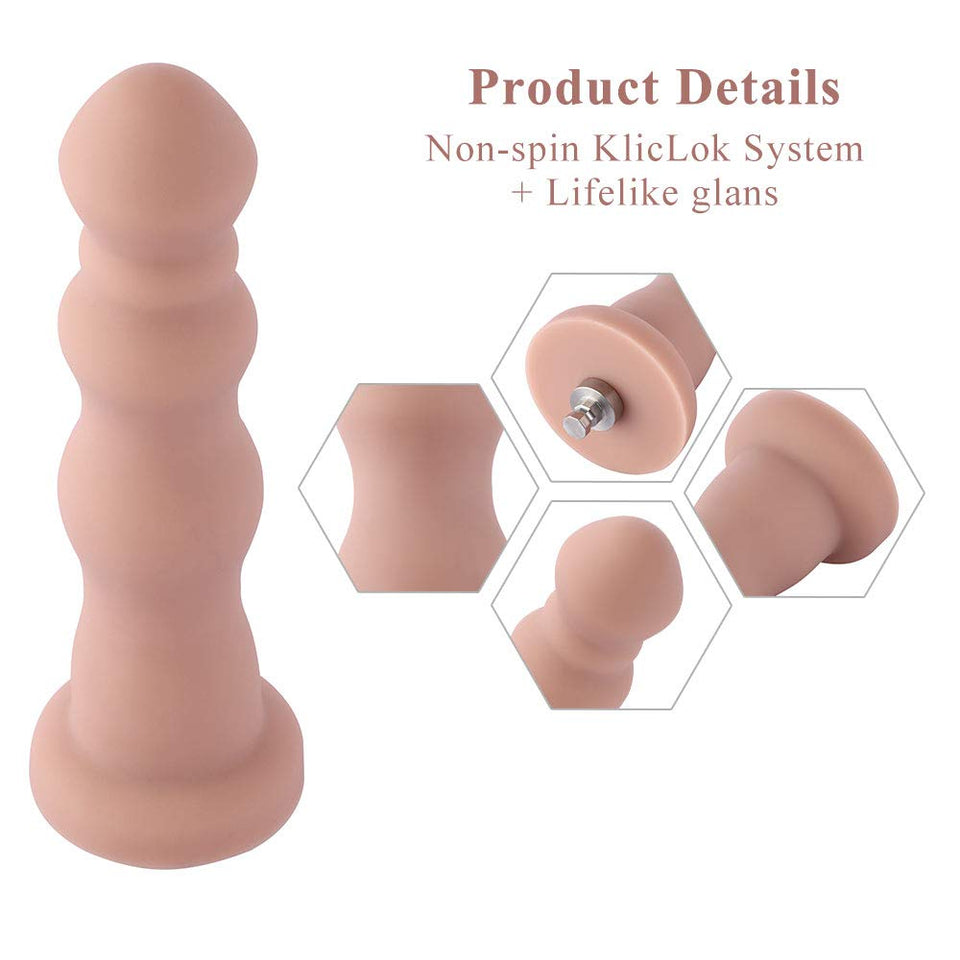 Hismith 7.1 '' Beaded Silicone Anal Dildo for Hismith Premium Sex Machine with KlicLok System, 6.3 '' Insertable Length, Girth 4