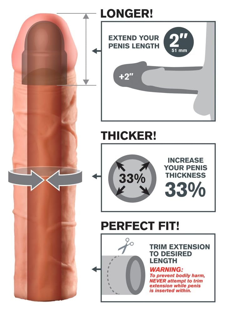 Pipedream Fantasy Perfect X-Tensions, Flesh, 2 Inch