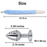 Ooiixx Butt Plug Fox Tail Cosplay Anal Plug Anal Butt Plug Adult Sex Toys for Beginner Women Men Couple (31 '' Blue)