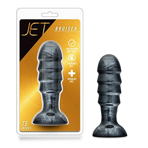 Blush Jet Bruiser  7 12 Inch Oversized Ridged Probe Medium Tapered Ribbed Lock On Harness Compatible Sex Toy for Partner Play 