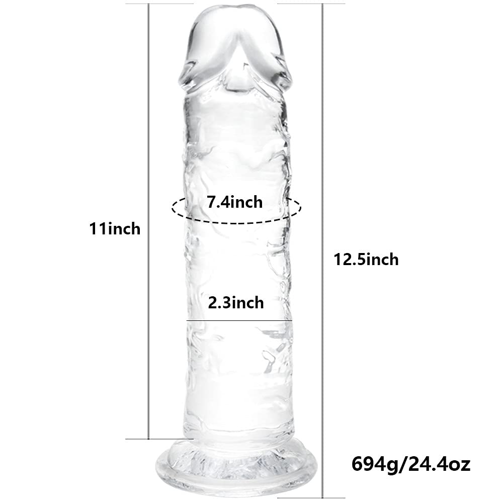 12.5 * 2.3 Inch Huge Dildos Realistic Clear Dildo with Strong Suction Cup Hands-Free Huge Dong Big Size Adult Sex Toy for Women