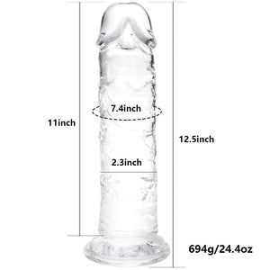 12.5 * 2.3 Inch Huge Dildos Realistic Clear Dildo with Strong Suction Cup Hands-Free Huge Dong Big Size Adult Sex Toy for Women
