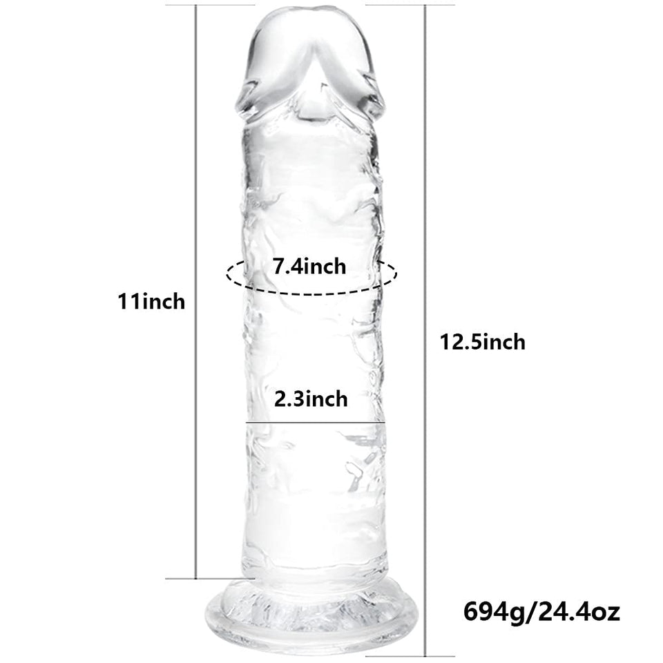 12.5 * 2.3 Inch Huge Dildos Realistic Clear Dildo with Strong Suction Cup Hands-Free Huge Dong Big Size Adult Sex Toy for Women