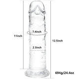 12.5 * 2.3 Inch Huge Dildos Realistic Clear Dildo with Strong Suction Cup Hands-Free Huge Dong Big Size Adult Sex Toy for Women