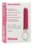Doc Johnson Ivibe Select - Iplease - Powerful 20 Function Vibrator With Silicone Grip Ring - Quiet Motor, Small Size, Waterproof, Usb Rechargeable - Purple/White
