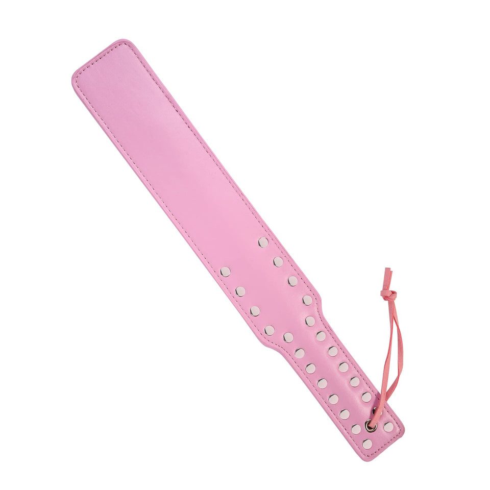 Quality Studded Spanking Paddles, 14.7inch Faux Leather Paddle for Adults Sex Play, Pink