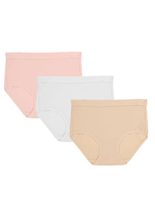 Vanity Fair Womens Underwear Pack of Beyond Comfort Ultimate Stretch Panties, Brief - 3 Pack - Bare Pink/Star White/Damask Neut
