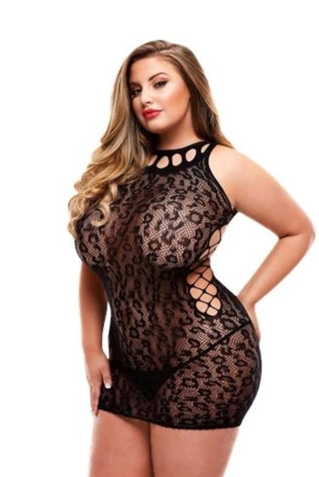 Lapdance Leopard Lace Mini Dress Q/S