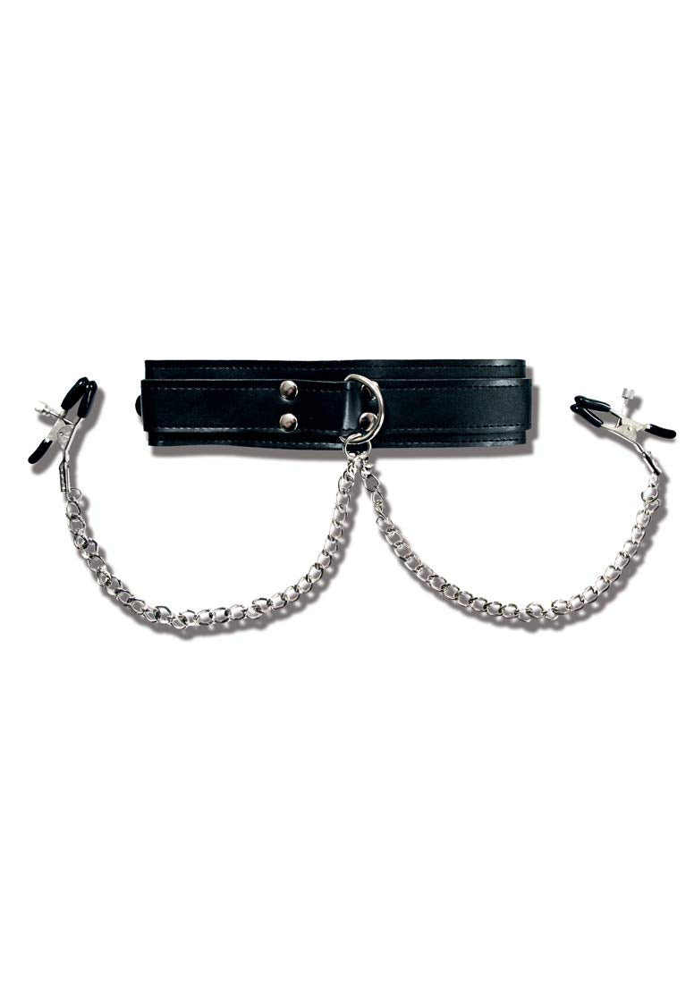 Sex & Mischief Sportsheets Collar with Nipple Clamps